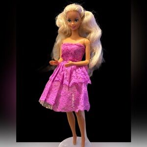 Blonde Barbie Doll Mattel Pink Dress Vintage Fashion